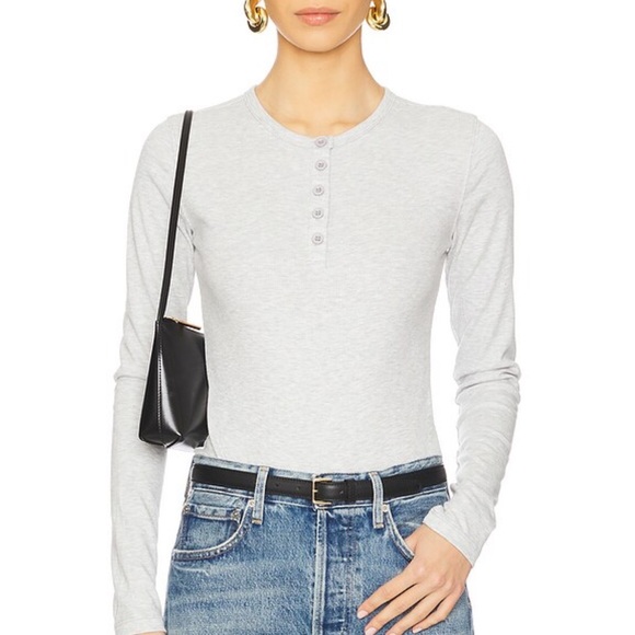 WeWoreWhat Tops - WeWoreWhat Gray Long Sleeve Henley Bodysuits Size S